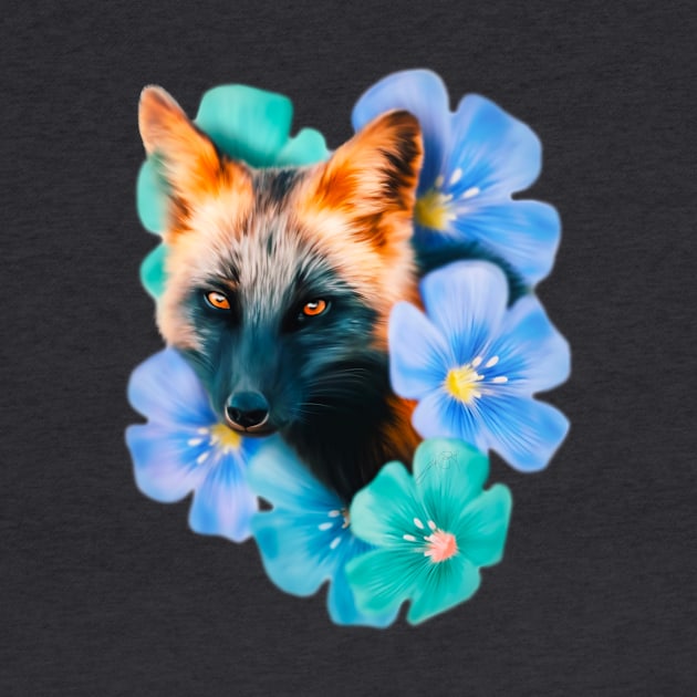 Flowers - Fox (Digital Drawing) by lunaroveda